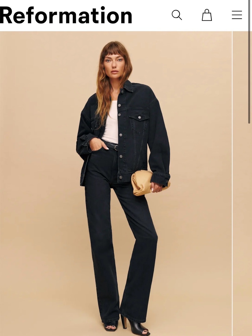 Reformation Wilder High Rise Wide Leg Jeans Black - Size 28